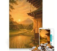 Puzzle da 1000 pezzi per ragazzi: Villaggio giapponese al tramonto con il Monte Fuji, gioco impossibile, interazione genitore-figlio, regalo di Natale o compleanno 38x52cm