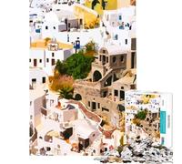 Puzzle da 1000 pezzi per ragazzi villaggio greco di Santorini gioco stimolante rompicapo antistress regalo di compleanno (dimensioni 38x26cm)