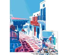 Puzzle da 1000 pezzi per ragazzi villaggio greco minimalista gioco pratico ed educativo regalo di Babbo Natale segreto ideale per passare il tempo durante le vacanze (dimensioni 75x50cm)