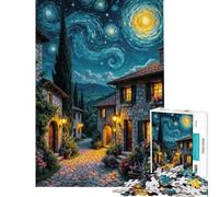 Puzzle da 1000 pezzi per ragazzi Villaggio nella Notte Stellata puzzle per adulti gioco rilassante decorazione murale sfida educativa (dimensioni 38x52cm)