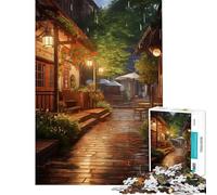 Puzzle da 1000 pezzi per ragazzi villaggio strada sotto la pioggia ideale per compleanni e Natale Migliora la memoria Gioco avvincente adatto a persone dai 14 anni in su (38x26cm)