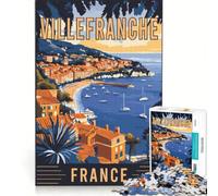 Puzzle da 1000 pezzi per ragazzi, Villefranche-sur-Mer in Francia, gioco impossibile, decorazione per la casa, collezione d'artista, belle arti 38x26cm