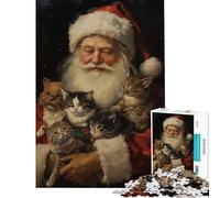Puzzle da 1000 pezzi per ragazzi vintage Babbo Natale gatti giocattoli giochi educativi giochi rilassanti regalo di compleanno (dimensioni 75x50cm)