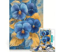 Puzzle da 1000 pezzi per ragazzi, viole del pensiero blu ad acquerello, gioco impossibile, interazione genitore-figlio, regalo stimolante 38x52cm