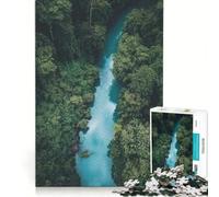 Puzzle da 1000 pezzi per ragazzi, vista aerea di un fiume nella foresta, gioco per famiglie, divertente e spiritoso, adatto come decorazione da scrivania 38x26cm