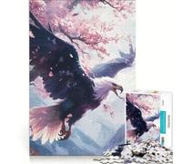 Puzzle da 1000 pezzi per ragazzi "Volo dell'aquila e fiori di ciliegio", gioco pratico, di analisi e logica, adatto come decorazione da scrivania 38x52cm