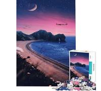 Puzzle da 1000 pezzi per ragazzi volo notturno sulla costa sfida per l'intelligenza giocattolo avvincente giochi educativi migliora la memoria regalo di compleanno (dimensioni 38x52cm)