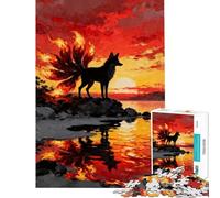 Puzzle da 1000 pezzi per ragazzi Volpe a nove code al tramonto Divertimento a casa un'opera d'arte fai-da-te per ragazzi dai 14 anni in su (38x26cm)
