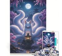 Puzzle da 1000 pezzi per ragazzi: Volpe a nove code in un giardino al chiaro di luna gioco impossibile sfida difficile regalo per amici e familiari 50x75cm