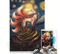Puzzle da 1000 pezzi per ragazzi Volpe a nove code in una notte stellata giocattolo antistress divertente attività da fare in casa ideale come regalo 38x26cm