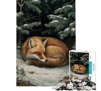 Puzzle da 1000 pezzi per ragazzi: Volpe addormentata nella foresta invernale Un gioco rilassante divertente e spiritoso perfetto per compleanni e Natale (dimensioni 38x26cm)