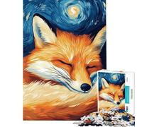 Puzzle da 1000 pezzi per ragazzi volpe addormentata notte stellata ideale per compleanni e Natale Gioco difficile per famiglie dai 14 anni in su (38x52cm)
