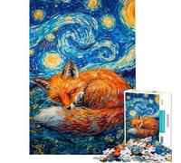 Puzzle da 1000 pezzi per ragazzi volpe addormentata notte stellata puzzle per adulti giochi rilassanti antistress ottimo regalo per gli appassionati di videogiochi (dimensioni 38x26cm)