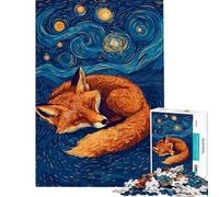 Puzzle da 1000 pezzi per ragazzi volpe addormentata sotto un cielo stellato Puzzle per ragazzi giochi rilassanti analisi e logica regalo di compleanno o unico (dimensioni 38x26cm)