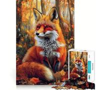 Puzzle da 1000 pezzi per ragazzi,Volpe autunnale nel bosco Gioco di precisione con bordi netti,attività per allenare la mente,gioco rilassante,decorazione natalizia (50x75cm)