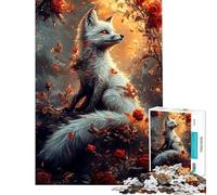 Puzzle da 1000 pezzi per ragazzi volpe bianca in un roseto puzzle per adulti gioco rompicapo regalo di compleanno regalo antistress (dimensioni 38x52cm)