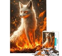 Puzzle da 1000 pezzi per ragazzi Volpe bianca nel fuoco puzzle da 1000 pezzi decorazione per la casa giocattolo sfida impegnativa regali di Natale e compleanno (38x52cm)