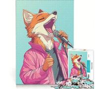 Puzzle da 1000 pezzi per ragazzi: Volpe che canta con giacca rosa giochi educativi assemblaggio di modelli collezione d'artista belle arti 38x52cm