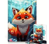 Puzzle da 1000 pezzi per ragazzi,volpe dei cartoni animati sott'acqua con bolle,taglio netto,gioco cognitivo divertente,gioco per il tempo libero,decorazione natalizia per la casa (38x26cm)