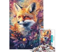 Puzzle da 1000 pezzi per ragazzi volpe fantasiosa con fiori e bacche puzzle per ragazzi giochi rilassanti analisi e logica regalo di compleanno e unico (dimensioni 38x52cm)