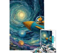 Puzzle da 1000 pezzi per ragazzi volpe in astronave avventura spaziale giocattolo puzzle per adulti decorazione da parete arte antistress regalo (dimensioni 38x52cm)