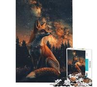 Puzzle da 1000 pezzi per ragazzi volpe nella foresta con meteora puzzle antistress per adulti divertimento in famiglia attività divertenti da fare a casa (dimensioni 50x75cm)