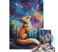 Puzzle da 1000 pezzi per ragazzi Volpe tra le stelle gioco educativo giocattoli educativi regali di Babbo Natale segreto attività per famiglie (dimensioni 38x52cm)