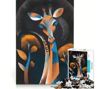Puzzle da 1000 pezzi per ragazzi, volto di giraffa in stile astratto, gioco rompicapo, decorazione perfetta, ogni pezzo è unico 38x26cm