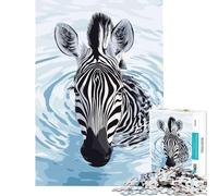 Puzzle da 1000 pezzi per ragazzi zebra nell'acqua arte digitale giochi rilassanti sfida per l'intelligenza giocattolo avvincente regalo divertente decorazione per la casa (dimensioni 38x52cm)