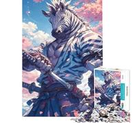 Puzzle da 1000 pezzi per ragazzi zebra samurai katana giocattolo educativo gioco pratico per divertimento in famiglia idee regalo (dimensioni 38x26cm)