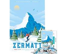 Puzzle da 1000 pezzi per ragazzi Zermatt Svizzera Stampa Sfida di intelligenza Giocattolo avvincente Giochi divertenti Migliora la memoria Opere d'arte Regalo (Dimensioni 38x26cm)