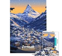 Puzzle da 1000 pezzi per ragazzi Zermatt Svizzera Villaggio di Montagna Puzzle per adulti gioco divertente migliora la memoria e aiuta ad allenare il cervello (dimensioni 38x26cm)