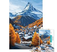 Puzzle da 1000 pezzi per ragazzi Zermatt Svizzera Villaggio di montagna Puzzle per adulti gioco pratico decorazione per la casa interazione genitore-figlio (dimensioni 38x26cm)