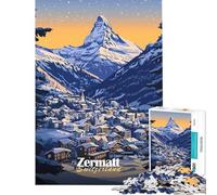 Puzzle da 1000 pezzi per ragazzi Zermatt Svizzera Villaggio di montagna Puzzle per ragazzi Giocattolo Decorazione da parete Corsa di velocità manuale Aiuta ad allenare il cervello (Dimensioni 38x52cm)