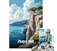 Puzzle da 1000 pezzi per ragazzi Zlatni Rat Croazia Cliffside Sfida educativa Decorazione per la casa Giochi educativi Adatto a partire dai 14 anni (50x75cm)