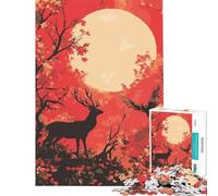 Puzzle da 1000 pezzi per ragazzicervo e corvo sotto la luna piena Una sfida avvincente da completare per il divertimento in famiglia Giocattolo antistress per ragazzi dai 14 anni in su (38x52cm)
