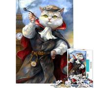 Puzzle da 1000 pezzi per ragazziDetective Gatto Fuma la Pipa Un gioco impegnativo che migliora la memoria e offre un'esperienza interattiva Adatto a ragazzi dai 14 anni in su (38x26cm)
