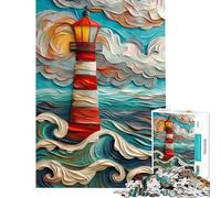 Puzzle da 1000 pezzi per ragazziFaro in un mare in tempesta Impegnativo da completare migliora la memoria gioco pratico per ragazzi dai 14 anni in su (50x75cm)