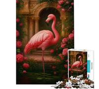 Puzzle da 1000 pezzi per ragazzifenicottero in un roseto attività divertenti da dipingere a casa decorazione perfetta giocattolo antistress adatto a partire dai 14 anni (38x26cm)