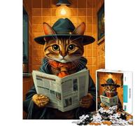 Puzzle da 1000 pezzi per ragazziIl gatto col cappello che legge il giornale in bagno Un puzzle impegnativo da completare perfetto per decorazione e relax adatto a ragazzi dai 14 anni in su (50x75cm)