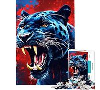 Puzzle da 1000 pezzi per ragazziPantera Nera Ruggente con Schizzi Rossi Una sfida avvincente da completare Perfetto per decorare e rilassarsi Giochi per ragazzi dai 14 anni in su (38x26cm)