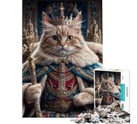 Puzzle da 1000 pezzi per ragazziRe Gatto in abiti reali ideale per compleanni e Natale Un'opera d'arte per tutta la famiglia adatto a partire dai 14 anni (50x75cm)