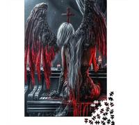 Puzzle da 1000 Pezzi per Regali Adulti Scena dell'Angelo Oscuro: Ali d'Angelo con Croce Attività Domestica Sfidante e Stimolante 52x38cm/1000 pezzi