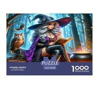 Puzzle da 1000 pezzi per sfidare le streghe - Calderone del gatto della foresta della strega per uomini e donne Puzzle per adulti Regali Decorazione da parete 52x38 cm/1000 pezzi