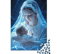 Puzzle da 1000 Pezzi per Tutta la Famiglia Santa Madre e Bambino: Maria e Bambino Luminosi per Donne, Regali per Uomini e Adulti 38x26cm/1000 pezzi
