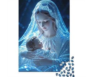 Puzzle da 1000 Pezzi per Tutta la Famiglia Santa Madre e Bambino: Maria e Bambino Luminosi per Donne, Regali per Uomini e Adulti 38x26cm/1000 pezzi