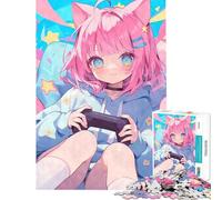 Puzzle da 1000 pezzi personaggio Chibi Gamer Girl dai colori pastello sfida per l'intelligenza giocattolo avvincente gioco impossibile antistress idee regalo (dimensioni 38x52cm)