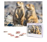 Puzzle da 1000 pezzi personalizzati con due cani della prateria, immagine impegnativa, con borsa portaoggetti, puzzle fotografico per adulti per matrimoni (75 x 50 cm)