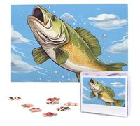 Puzzle da 1000 pezzi - Pesca che salta fuori dall'acqua puzzle per adulti impegnativo puzzle immagine personalizzata puzzle in legno 75 x 50 cm