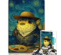Puzzle da 1000 pezzi "Pesce palla" in stile Van Gogh per adulti e adolescenti, aiuta il cervello ad allenarsi, giocattoli avvincenti per coltivare la pazienza, gioco di sfida unico (75x50cm)